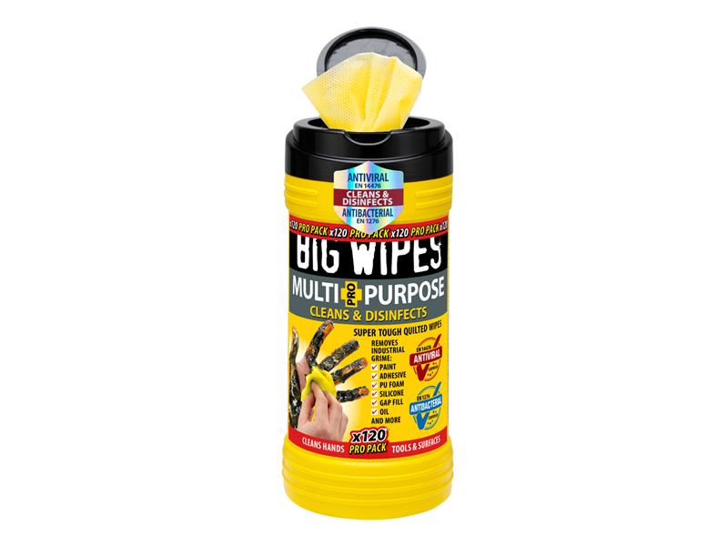 Big Wipes Multi-Purpose Pro+ Antiviral Wipes (Pro Pack Tub 120)