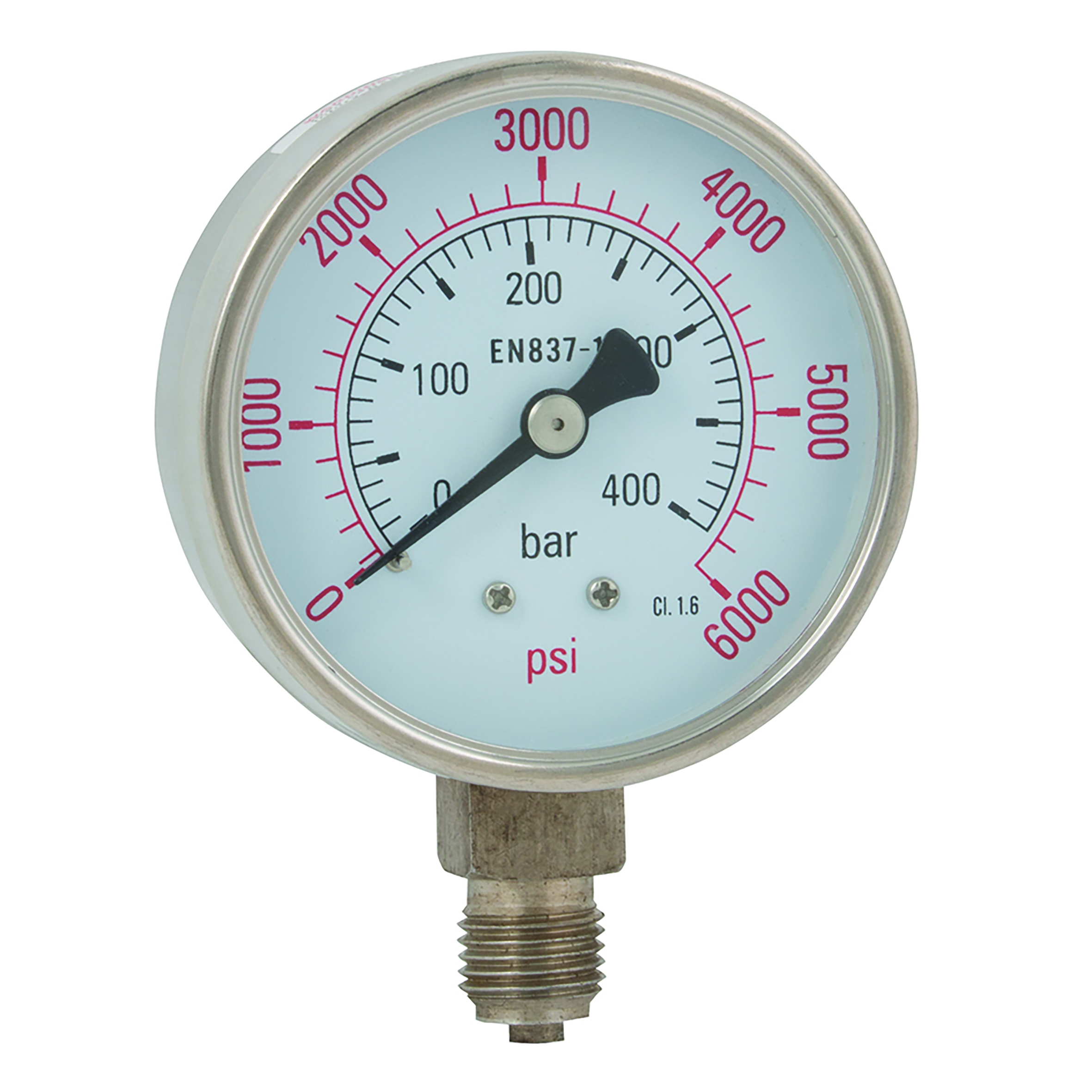 1/4"BSPP 63MM BOTTOM DRY GAUGE 0-6000PSI