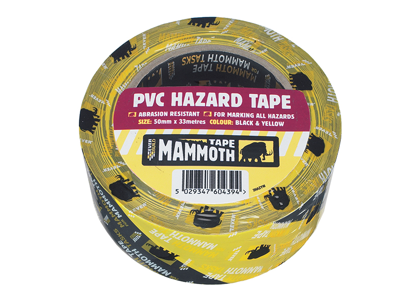 Everbuild Sika PVC Hazard Tape Black / Yellow 50mm x 33m