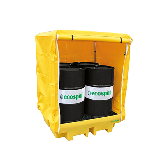 ECOSPILL PE 4Drum S/Top Spill Pallet 142x132x207c Containment & Drain Protection