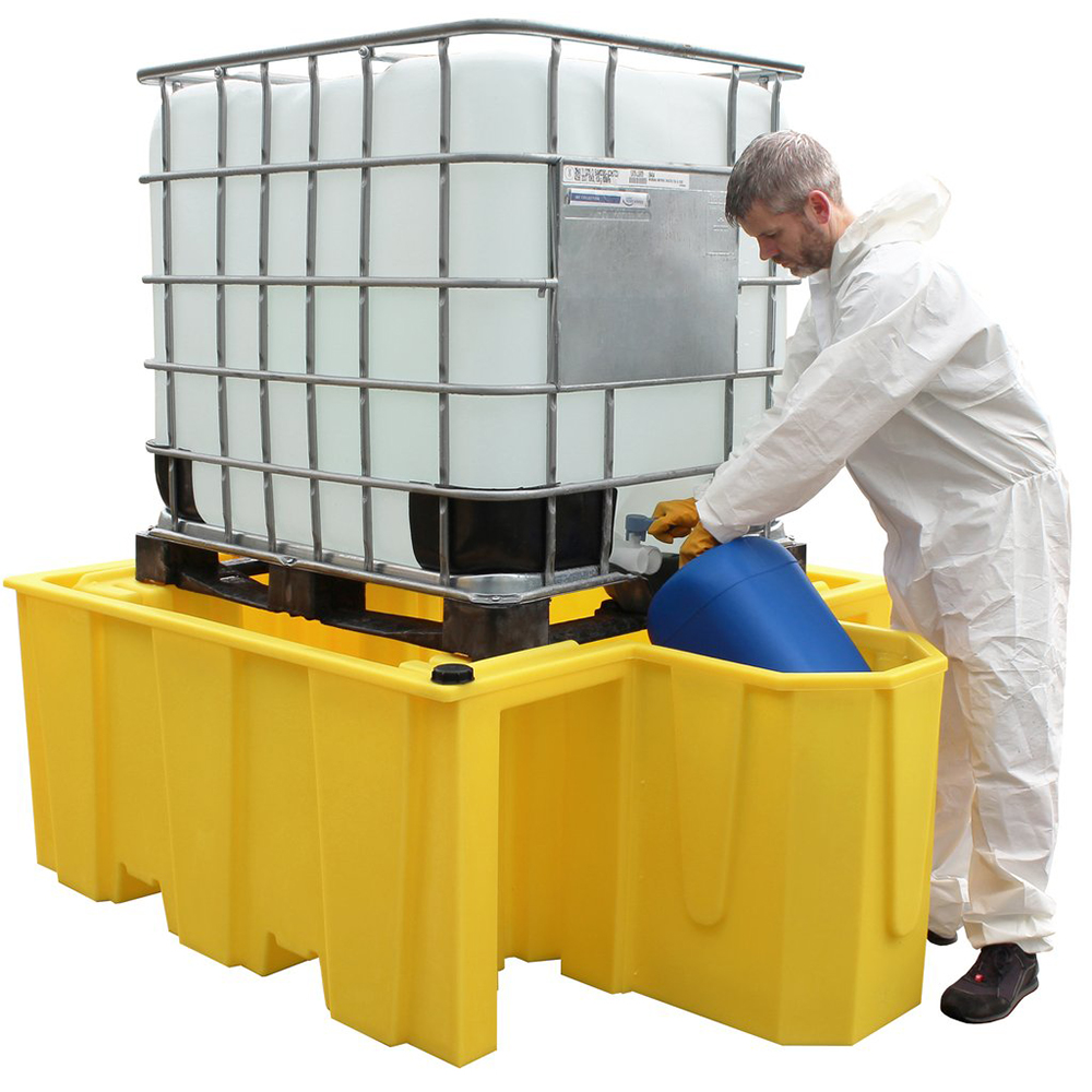 ECOSPILL IBC Spill Pallet & Dispenser 140x195x72 Containment & Drain Protection