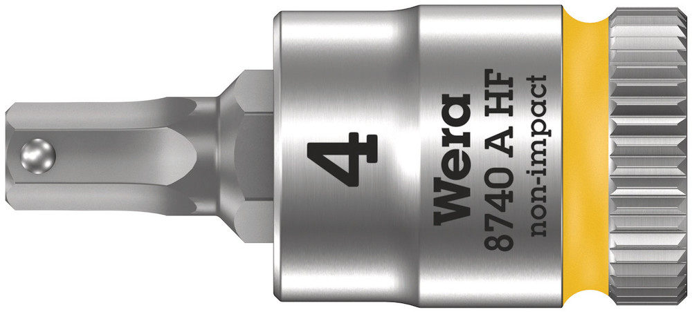 WERA 8740 A HF Zyklop bit socket with holding function, 1/4" drive 4.0x28.0mm