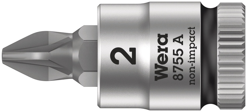 WERA 8755 A Pozidriv Zyklop bit socket, 1/4" drive PZ 2x28.0mm