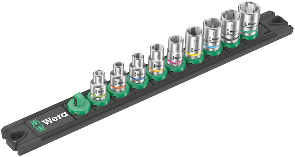 WERA Magnetic socket rail A 4 Zyklop socket set, 1/4" drive