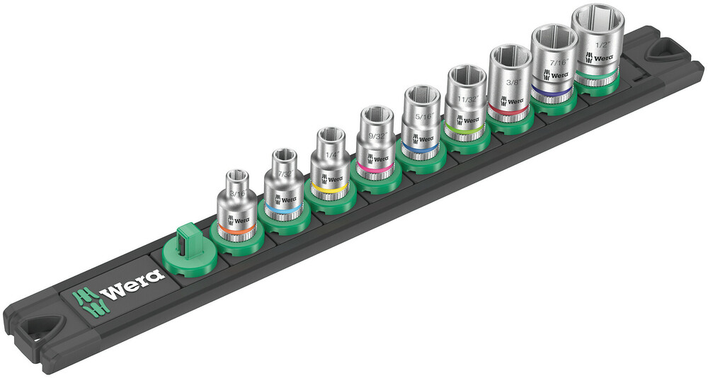 WERA Magnetic socket rail A Imperial 1 Zyklop socket set, 1/4" drive, imperial