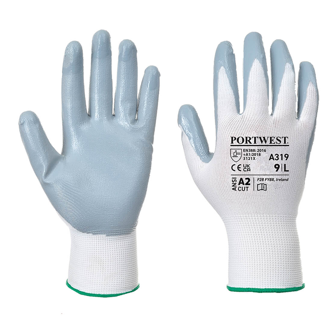 A319 Flexo Grip Nitrile Glove (Retail Pack) - Grey/White