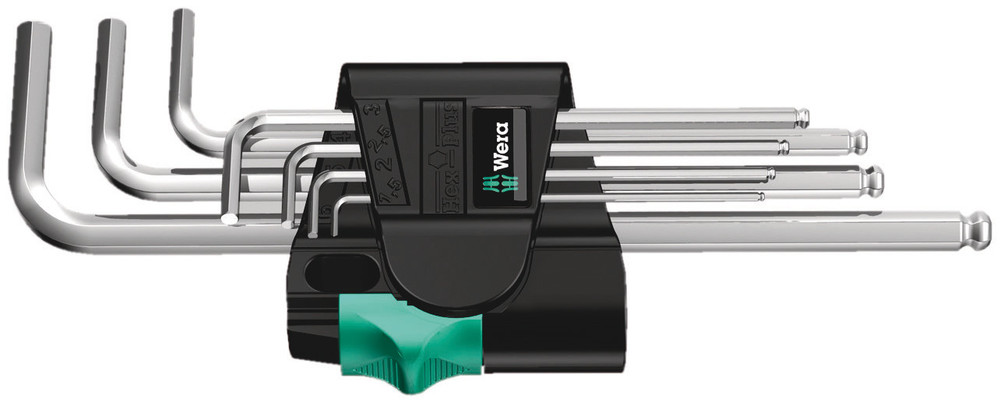 WERA 950/7 Hex-Plus 1 L-key set, metric, chrome-plated