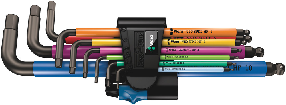 WERA 950/9 Hex-Plus Multicolour HF 1 L-key set, metric, BlackLaser, with holding function