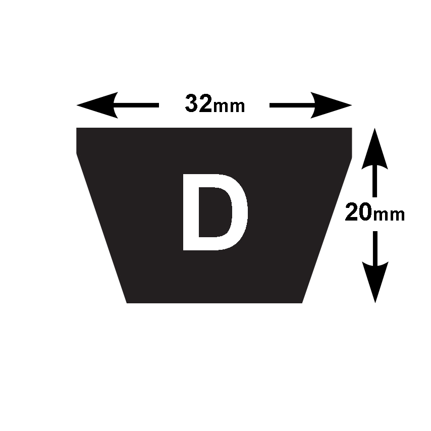 Dunlop White Flash D Section V Belts (32mm Top Width) D98-WHT-DUN