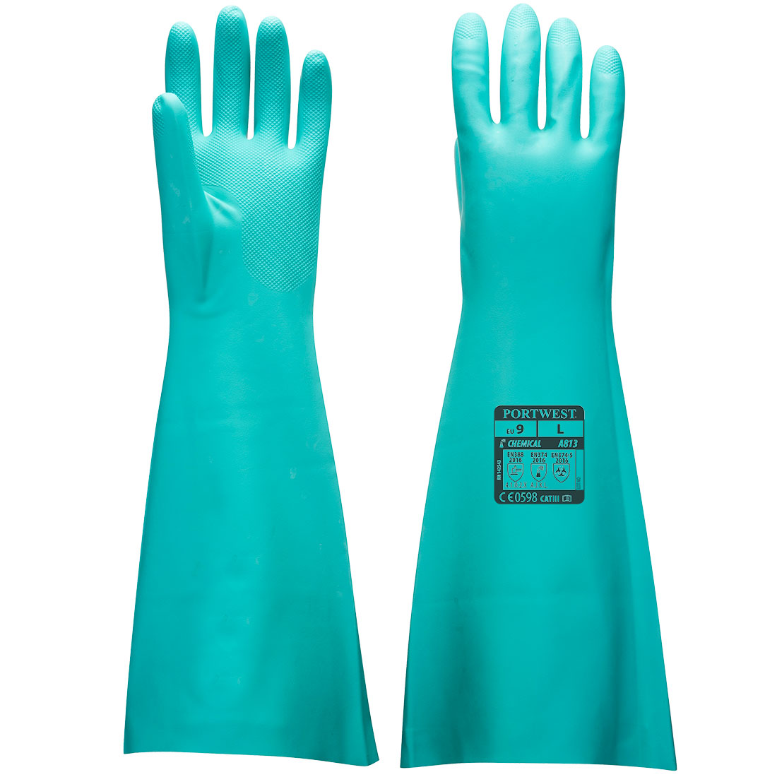 A813 - Extended Length Nitrile Gauntlet - Green