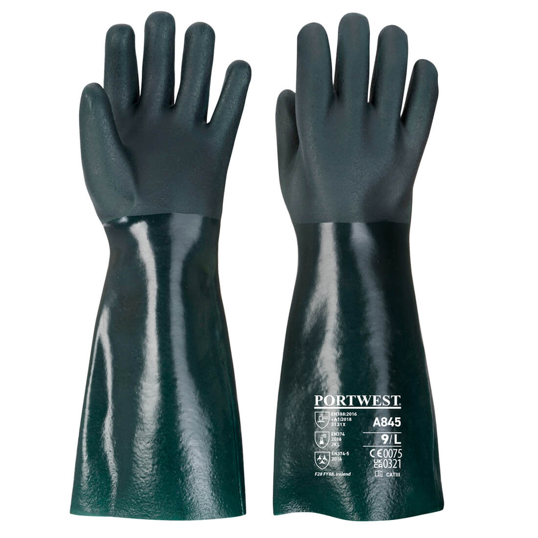 A845 - Double Dipped PVC Gauntlet 45cm - Green