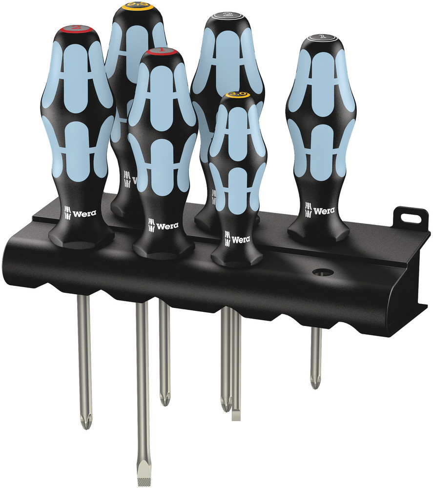 WERA 3334/3350/3355/6 Screwdriver set, stainless and rack