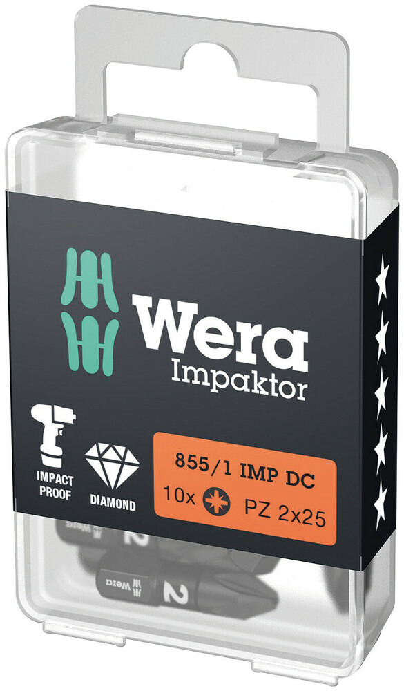 WERA 855/1 IMP DC PZ DIY Impaktor bits 10 x PZ 3x25mm