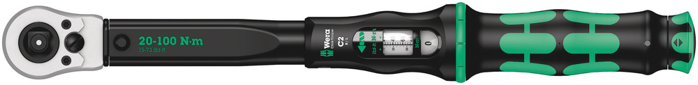 WERA Click-Torque C 2 Push R/L adjustable torque wrench for clockwise and anti-clockwise torque-control, 20-100 Nm 1/2"x20-100mm