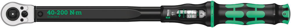 WERA Click-Torque C 3 Push R/L adjustable torque wrench for clockwise and anti-clockwise torque-control, 40-200 Nm 1/2"x40-200mm