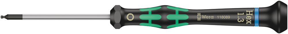 WERA 2052 Ball end hexagon screwdriver for electronic applications 1.3x60mm