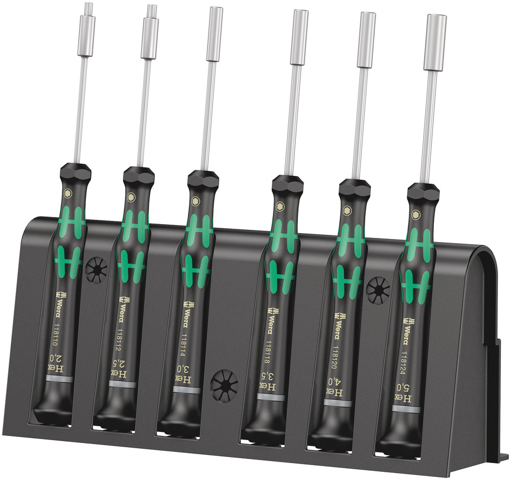 WERA 2069/6 Screwdriver set and rack for electronic applications 1 x 2.0x60; 1 x 2.5x60; 1 x 3.0x60; 1 x 3.5x60; 1 x 4.0x60; 1 x 5.0x60mm