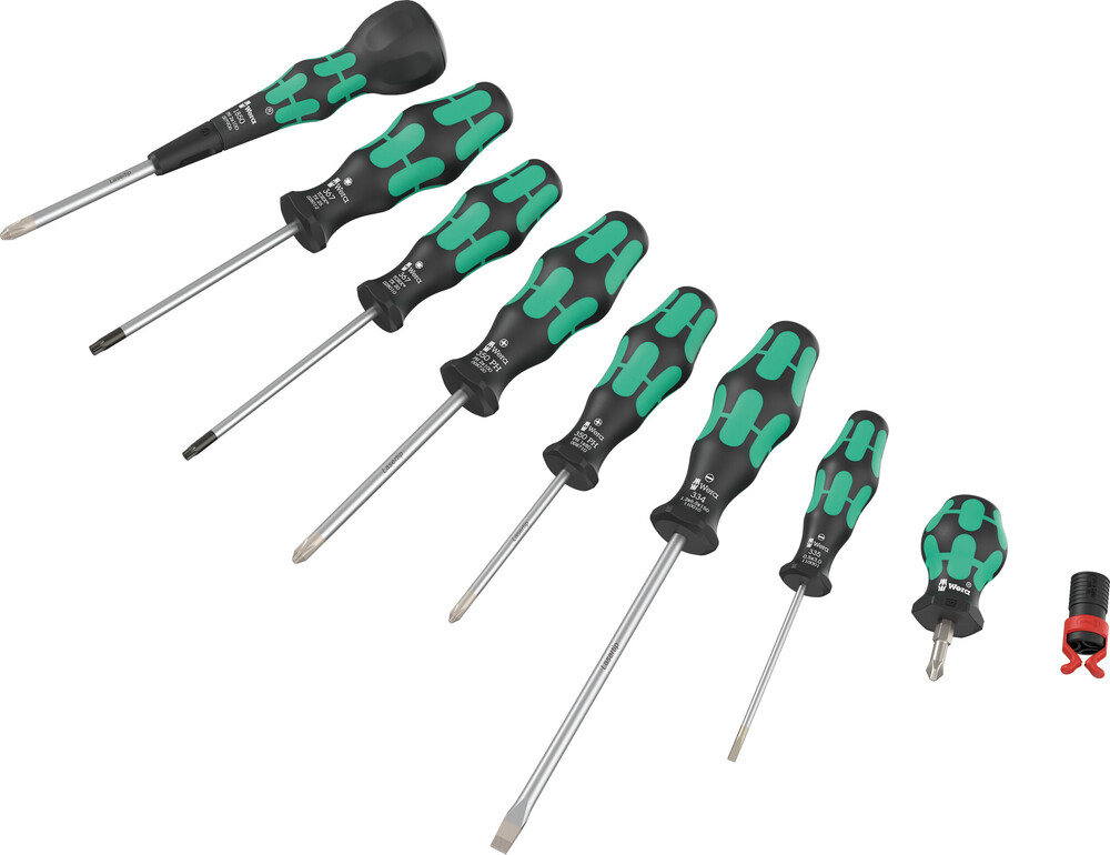 WERA 9527 Ball-Grip Set 1 1 x PH 2x100; 1 x PH 1x80; 1 x PH 2x100; 1 x PH 2x25; 1 x TX 20x100; 1 x TX 25x100; 1 x 1.2x6.5x150; 1 x 0.5x3.0x80; 1 x 4.5-6.0x41.0mm