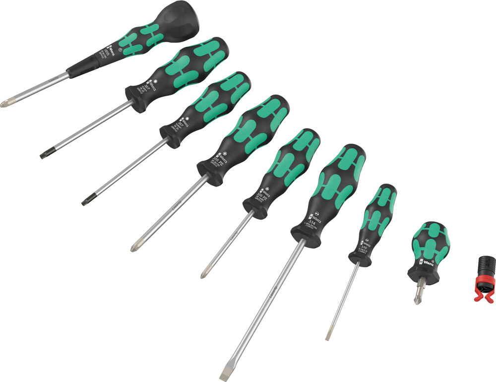 WERA 9528 Ball-Grip Set 2 1 x PZ 2x100; 1 x PZ 1x80; 1 x PZ 2x100; 1 x PZ 2x25; 1 x TX 20x100; 1 x TX 25x100; 1 x 1.2x6.5x150; 1 x 0.5x3.0x80; 1 x 4.5-6.0x41.0mm