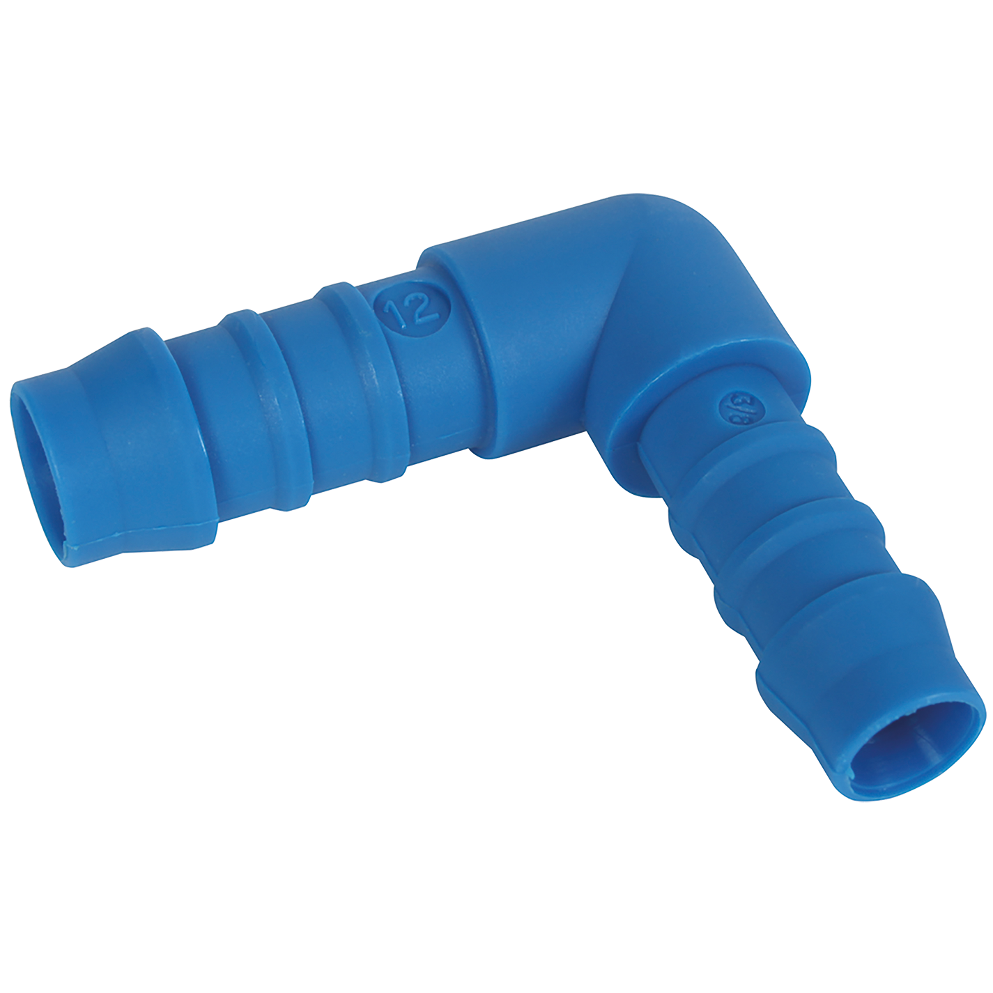 1/2" ID X 3/8" ID HOSE REDUCE ELBOW BLUE