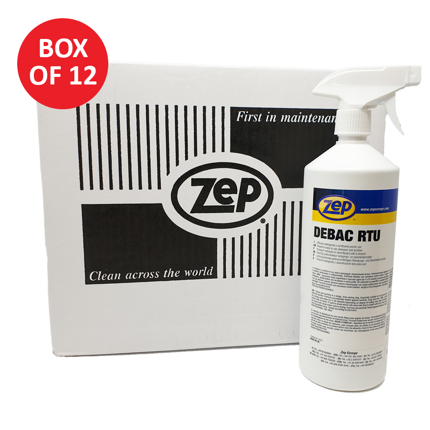 ZEP Debac RTU Sanitiser Surface Spray Box of 12 x 1LTR Trigger Spray