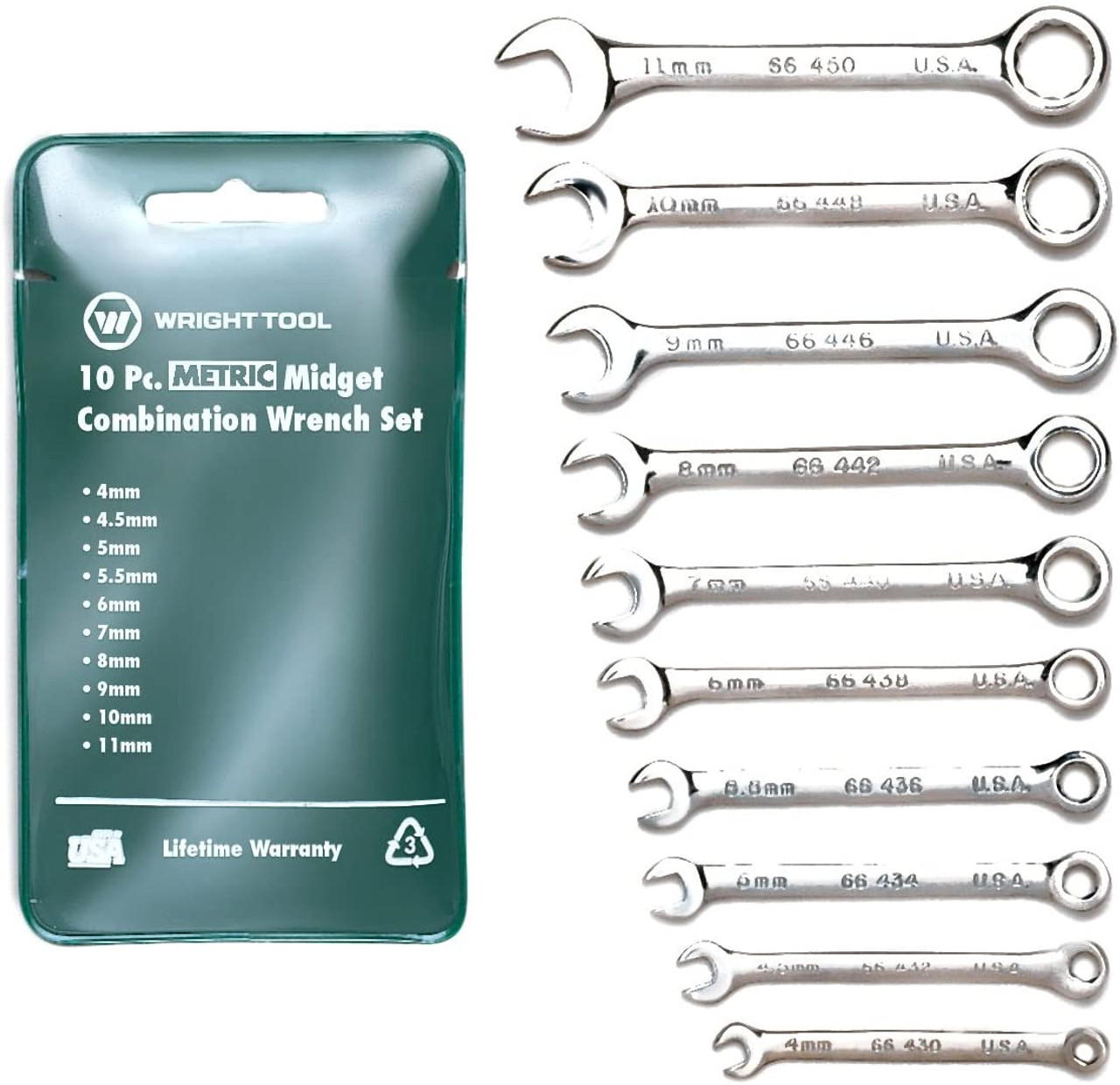 Wright Tool 788 10-Piece Miniature Metric Combination Wrench  Set