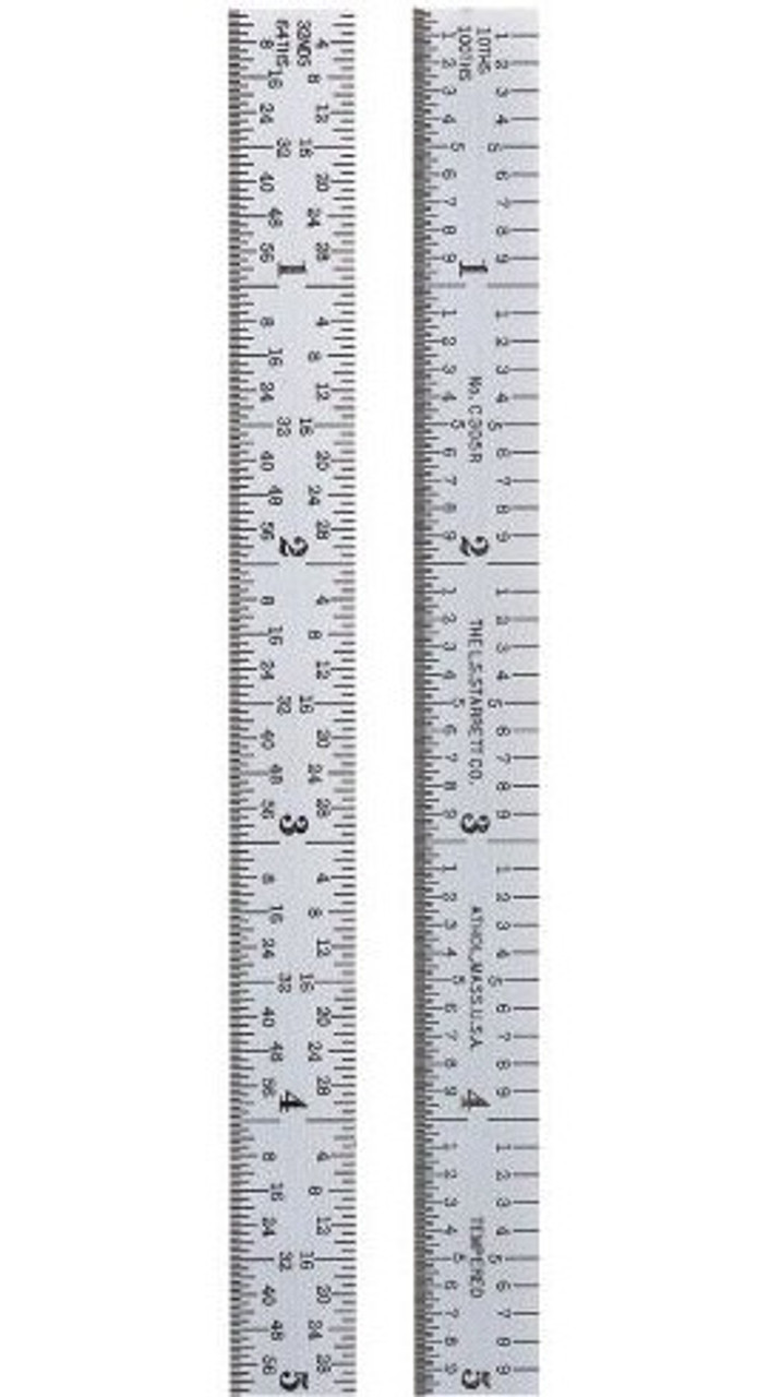 Starrett C305R-6 Full Flexible Steel Rule with Inch Graduations, 5R, 6