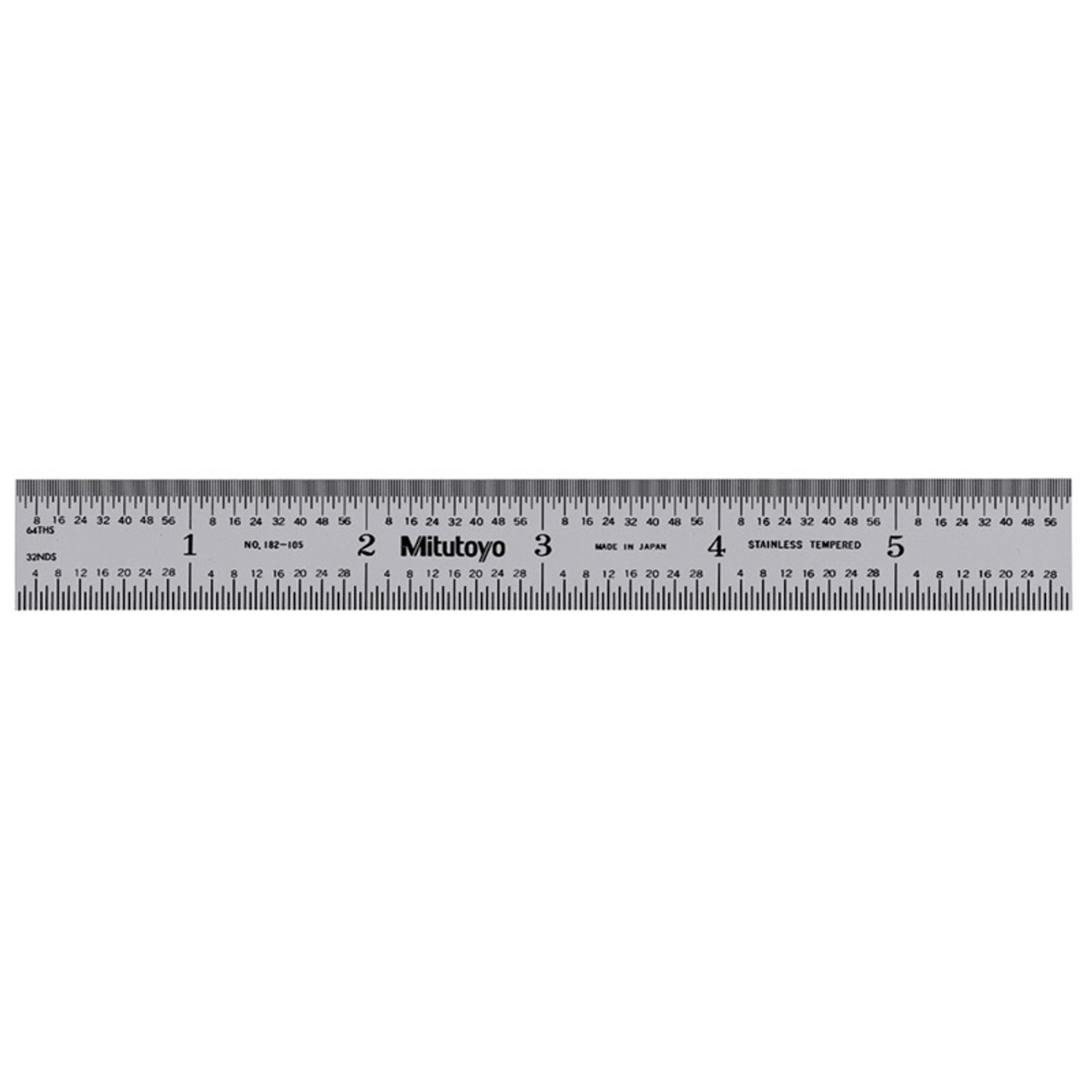 Mitutoyo Series 182 Steel Rulers, 18 in, 4R, Wide, Stainless Steel, Rigid