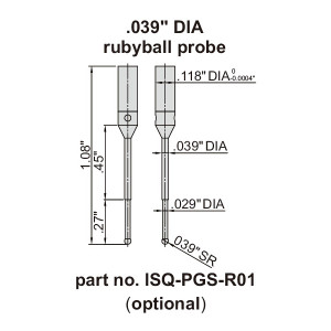 Insize Isq-Pgs-R01 .039" Dia Ball Probe, Ruby Ball