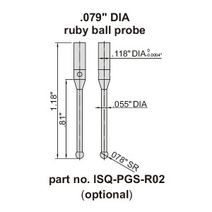 Insize Isq-Pgs-R02 .079" Dia Ball Probe, Ruby Ball