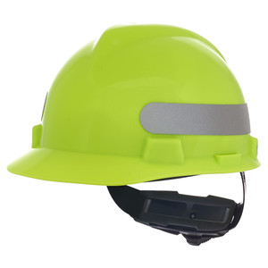 MSA 10102194 Cap,V-Gd,W/Ratcht,Hi-Viz Yel/Grh,Stripe