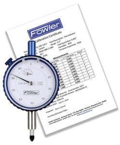 Fowler 0.250" White Dial Face Premium Dial Indicator with Certificate of Calibration 52-520-125-0