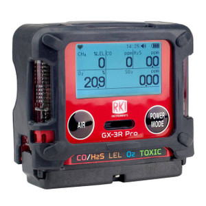 RKI Instruments 72-PAX-C-50 GX-3R Pro, 4 gas, LEL / O2 / combo H2S & CO with Li-Ion battery & 100-240 VAC charger, screwdriver