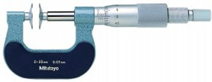 Mitutoyo 169-201 Series 169 Mechanical Disk Micrometer with Non-Rotating Spindle, 0 to 25 mm