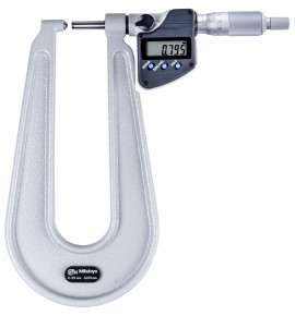 Mitutoyo 389-261-30 Series 389 Sheet Metal Digital Micrometer, 0 to 25 mm, Metric