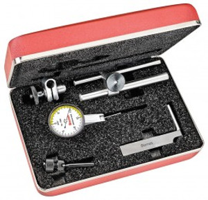 Starrett 709ACZ Dial Test Indicator with dovetail mount and attachments, 0.03" range, 0 to 15 to 0 reading