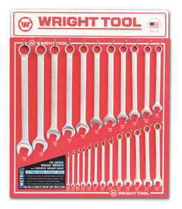 Wright Tool D980  Metric Combination Wrench w/Full Polish Finish Display - 19 Pieces