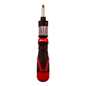 Triplett Professional AutoLoader Screwdriver with Ratcheting. Incl two barrels and 12 bits. (Standard Pack Quantity: 6)