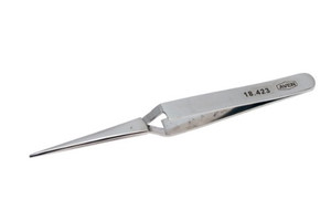 Aven 18423 Straight Narrow Self Locking General Purpose Tweezer, Stainless St...