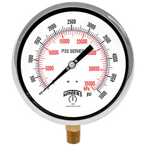 Winters 10" DIAL, 30"/0/60 PSI/KPA 1/4" BTM, FRT FLG  P3S6403B