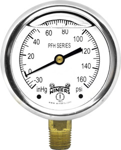 Winters PFH SERIES 2.5" 30/0/15 PSI BRASS 1/4" BTM 1.5% ACC  PFH790R1