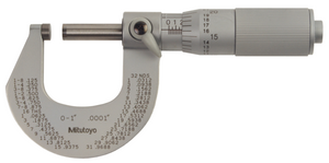 Mitutoyo 101-117 Outside Micrometer, Satin-chrome Finish, Friction Thimble