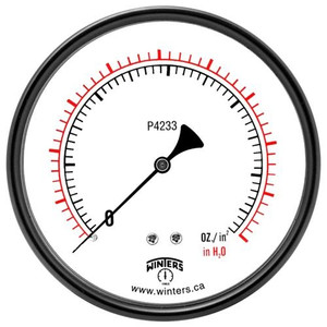 Winters LOW PRESSURE 4.5" 0-55"H2O/OZ 1/4 SS BTM  PLP4262