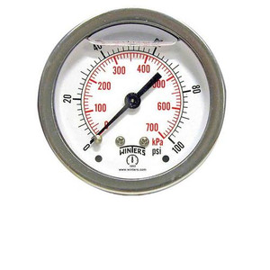 Winters 2.5"DIAL,1/4"X3/4"CENTR BK TUBE STUB,30"-0-100 PSI  PTS873-TS