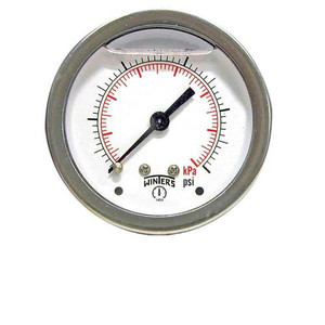 Winters 2.5"DIAL,1/4"X3/4"CENTR BK TUBE STUB,0-200 PSI  PTS926-TS