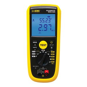 AEMC 6529 (2126.55) Digital Megohmmeter, 50V, 100V, 250V, 500V, 1000V, 420k-Ohm, V, Continuity, Alarm and Timer, PI/DAR
