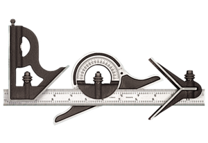 Starrett 9-12-4R 12" Combination Set with Square, Center and Non-reversible Protractor Head and Blade