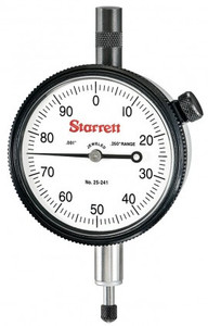 Starrett 25-241J Dial Indicator, 0 to 0.25" range, 0 to 100 reading