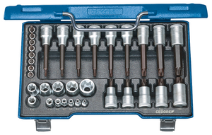 Gedore 6129440 Screwdriver bit socket set 1/2"+1/4" 34 pcs TORX 19 TX 20