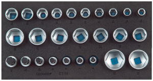 Gedore 2308908 Socket set 1/2", hexagon, in 1/3 Check-Tool module 1500 CT1-19